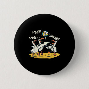 Funny Bird Playing Volleyball Mine Game Day Beach  Button