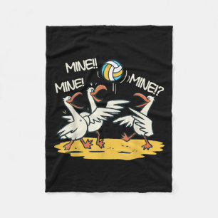 Funny Bird Playing Volleyball Mine Game Day Beach  Fleece Blanket