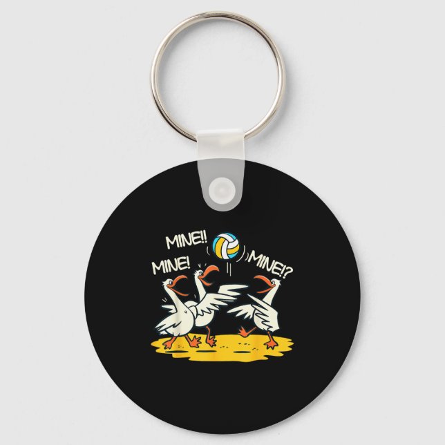Funny Bird Playing Volleyball Mine Game Day Beach  Keychain (Front)