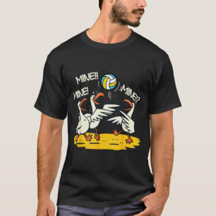 Funny Bird Playing Volleyball Mine Game Day Beach  T-Shirt