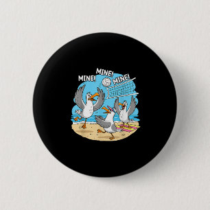 Funny Bird Playing Volleyball Mine Game Day Vibes  Button