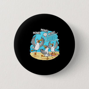 Funny Bird Playing Volleyball Mine Game Day Vibes Button