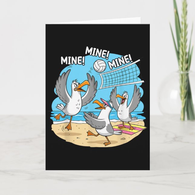 Funny Bird Playing Volleyball Mine Game Day Vibes  Card (Front)