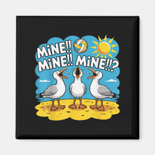 Funny Bird Playing Volleyball Mine Game Day Vibes  Magnet
