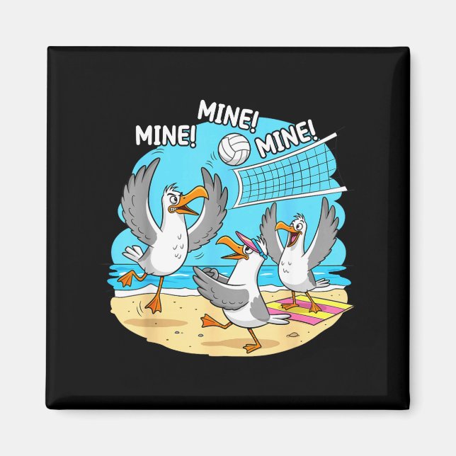 Funny Bird Playing Volleyball Mine Game Day Vibes  Magnet (Front)