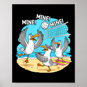 Funny Bird Playing Volleyball Mine Game Day Vibes Poster