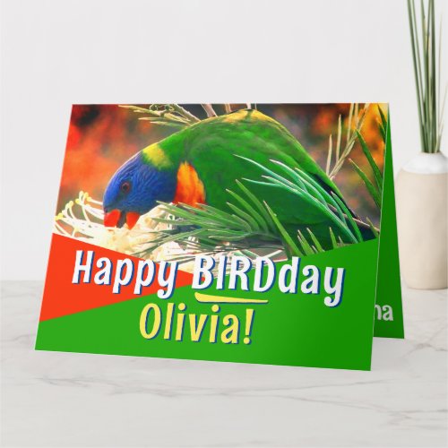 Funny Bird Pun Green Happy Birthday Card