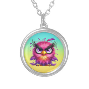 Funny Bird sublimation clipart Silver Plated Necklace