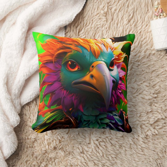 Funny Bird Throw Pillow (Blanket)