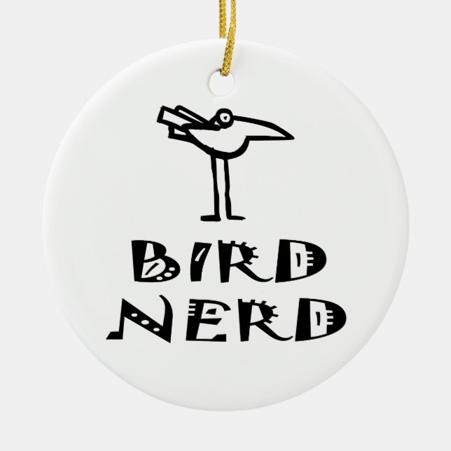 Funny Bird Watcher Ceramic Ornament (Front)