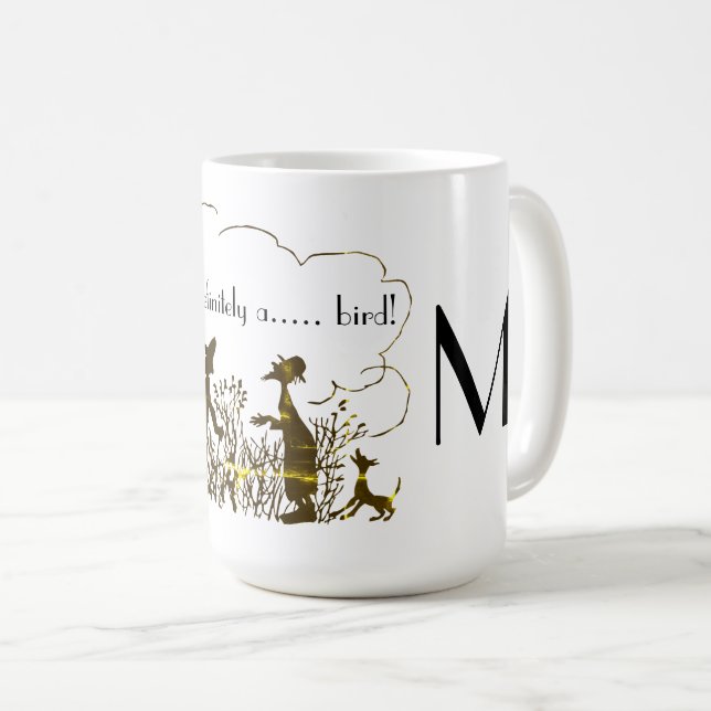 Funny Bird Watcher Print Personalized Coffee Mug (Front Right)