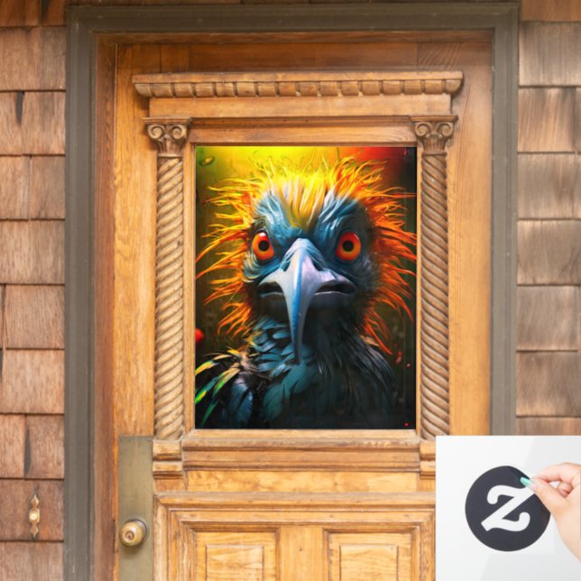 Funny Bird Window Cling (Home Door)