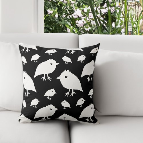 Funny Birder or Birdwatcher Black and White Throw Pillow