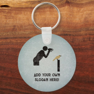 Funny Birder with Binoculars ornithology, own text Keychain