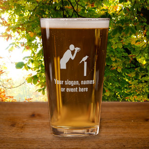 Funny Birder with Binos - Ornithology - your text Pint Glass