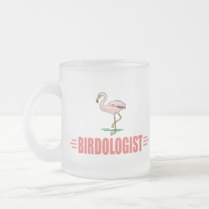 Funny Birding Flamingo Frosted Glass Coffee Mug