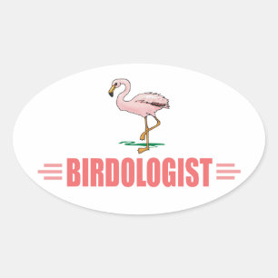 Funny Birding Flamingo Oval Sticker