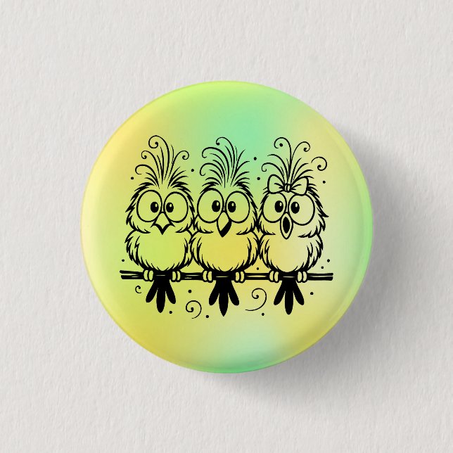 Funny Birds Cartoon-56456 Button (Front)
