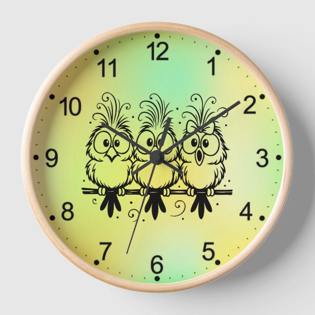 Funny Birds Cartoon-56456 Clock (Front)