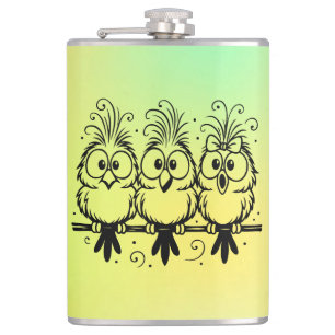 Funny Birds Cartoon-56456 Flask