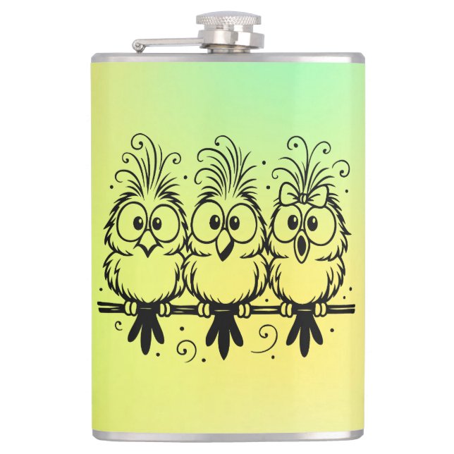 Funny Birds Cartoon-56456 Flask (Front)