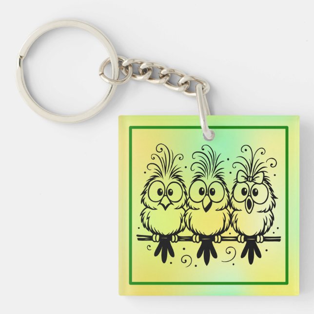 Funny Birds Cartoon-56456 Keychain (Front)