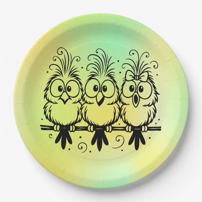 Funny Birds Cartoon-56456 Paper Plates (Front)