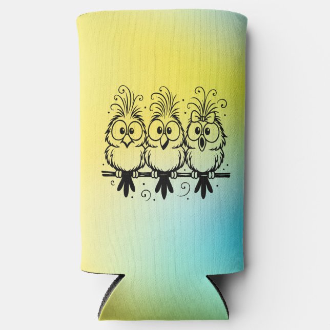 Funny Birds Cartoon-56456 Seltzer Can Cooler (Front)