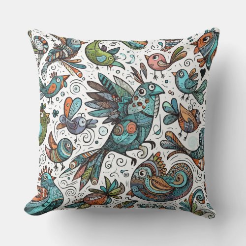  funny birds flying  pattern throw pillow