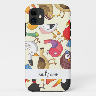 Funny Birds Illustrations Pattern iPhone 11 Case