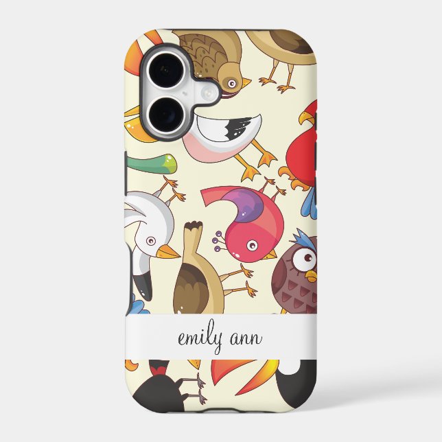 Funny Birds Illustrations Pattern Iphone Case (Back)