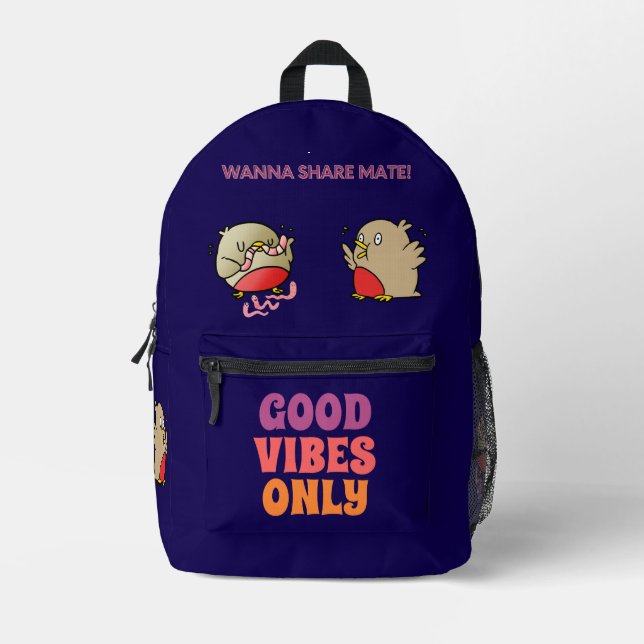Funny Birds Printed Backpack (Front)