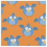 Funny Birds Silly Blue Bird Kids Cartoon Fabric