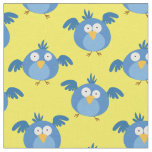 Funny Birds Silly Blue Bird Kids Cartoon Fabric