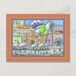 FUNNY BIRDS, TURKEY DAY PARADE HELIUM BALLOONS POSTCARD