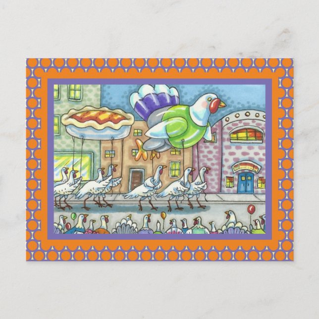 FUNNY BIRDS, TURKEY DAY PARADE HELIUM BALLOONS POSTCARD (Front)