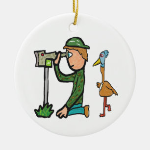 Funny Birdwatching Ceramic Ornament