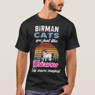 Funny Birman Cat Design Retro Unicorn Vintage Suns T-Shirt