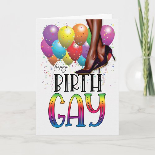 Funny Birth GAY African American Rainbow Birthday Card