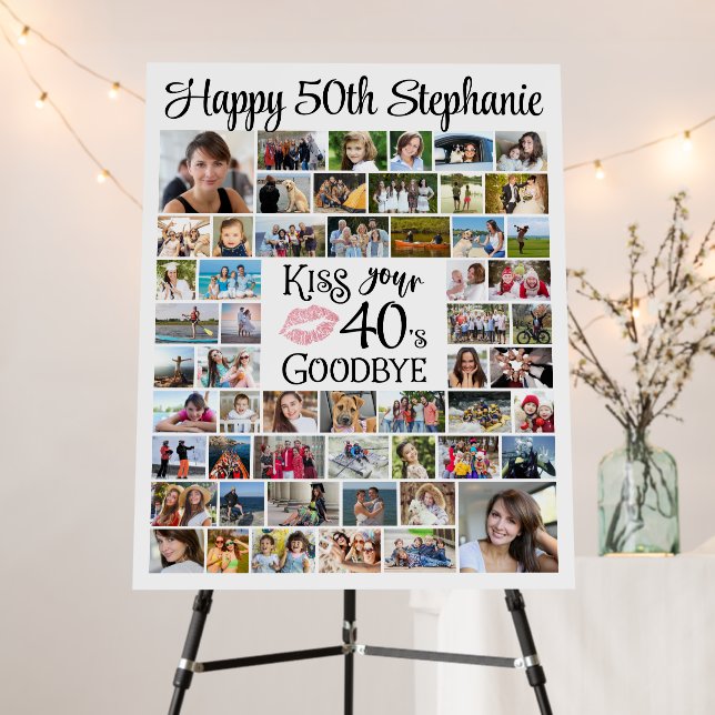 Funny Birthday 55 Photos Kiss Your Decade Goodbye  Foam Board (In Situ (Stand))