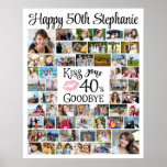 Funny Birthday 55 Photos Kiss Your Decade Goodbye  Poster<br><div class="desc">Funny Birthday 55 Photos Kiss Your Decade Goodbye Poster Print or Digital Download. Create a photo memory poster print to celebrate a birthday beginning a new decade utilizing this easy-to-upload photo collage with 55 pictures through the years with the funny title KISS YOUR DECADE GOODBYE modern typography design (shown with...</div>