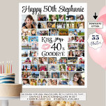 Funny Birthday 55 Photos Kiss Your Decade Goodbye  Poster<br><div class="desc">Funny Birthday 55 Photos Kiss Your Decade Goodbye Poster Print or Digital Download. Create a photo memory poster print to celebrate a birthday beginning a new decade utilizing this easy-to-upload photo collage with 55 pictures through the years with the funny title KISS YOUR DECADE GOODBYE modern typography design (shown with...</div>