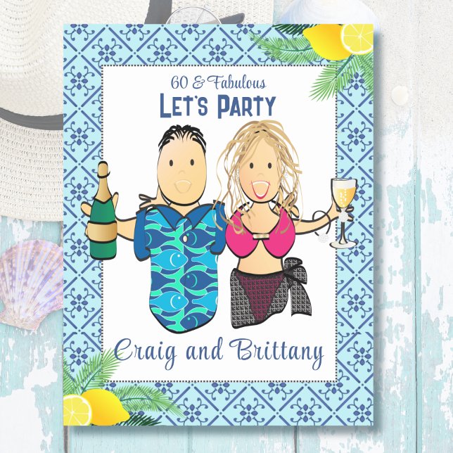 Funny Birthday 60 and Fabulous Cartoon Cruise  Magnetic Dry Erase Sheet (Creator Uploaded)