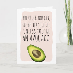 Funny birthday avocado watercolor illustration card