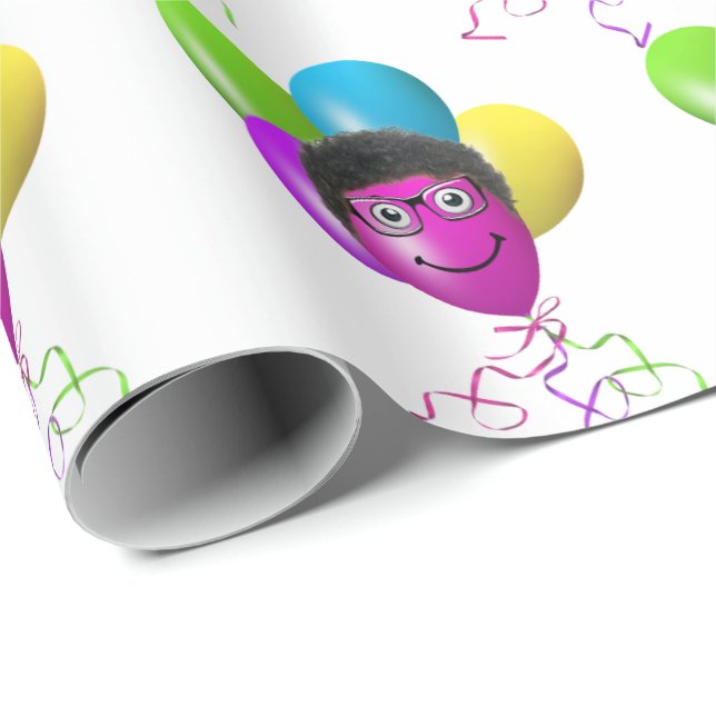Funny Birthday Balloon Face Wrapping Paper (Roll Corner)