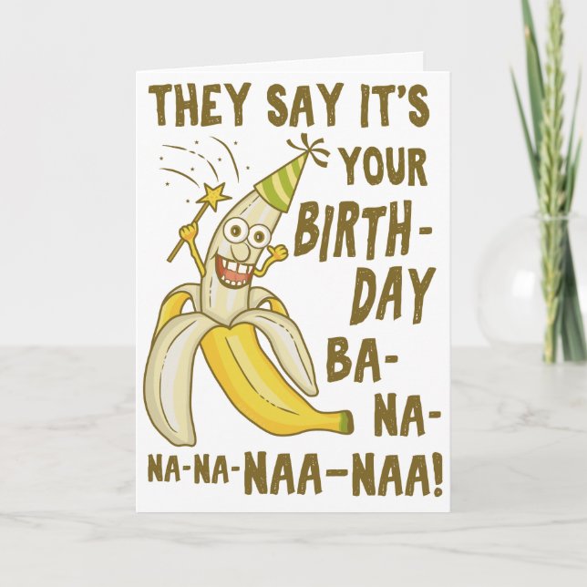 Funny Birthday Banana Cartoon Humor Unique Card (Front)