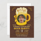 Funny Birthday Beer Party Adult Drinking Add Photo Invitation Postcard (Front/Back)