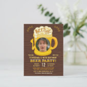 Funny Birthday Beer Party Adult Drinking Add Photo Invitation Postcard (Standing Front)