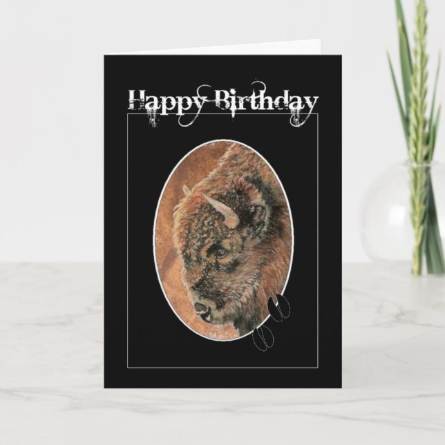 Funny Birthday , Bison, Buffalo Animals Card (Front)