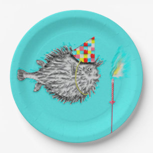 Funny Birthday Blowfish Party Paper Plates